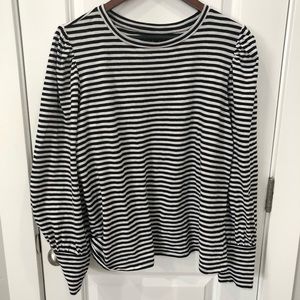 Loft Striped Puff Sleeve Blouson Size L